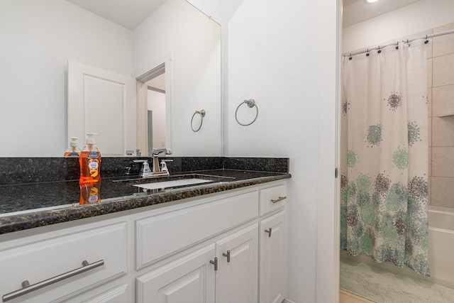 760 Durham St, Allen, TX 75013 - bathroom featuring vanity and shower / bathtub combination with curtain