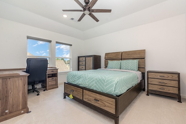 760 Durham St, Allen, TX 75013 - bedroom with light carpet, an office area, ceiling fan, and baseboards