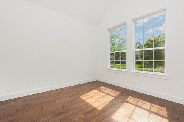 760 Durham St, Allen, TX 75013 - unfurnished room with baseboards, hardwood / wood-style flooring, and lofted ceiling