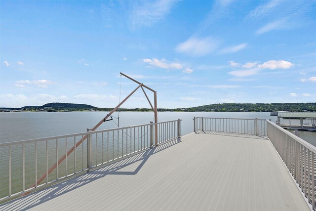 deck with a water view