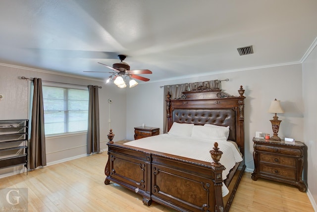 3132 Sandra Dr, Shreveport, LA 71119 - bedroom with crown molding, visible vents, baseboards, and light wood-type flooring