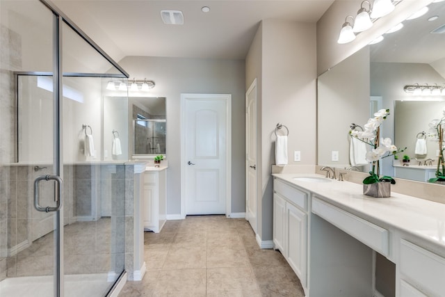 4301 Blackjack Oak Dr, Mckinney, TX 75070 - full bathroom featuring vanity, a shower stall, and tile patterned floors