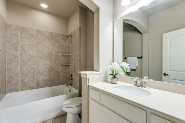4301 Blackjack Oak Dr, Mckinney, TX 75070 - full bathroom with toilet, vanity, shower / bath combination, and tile patterned floors