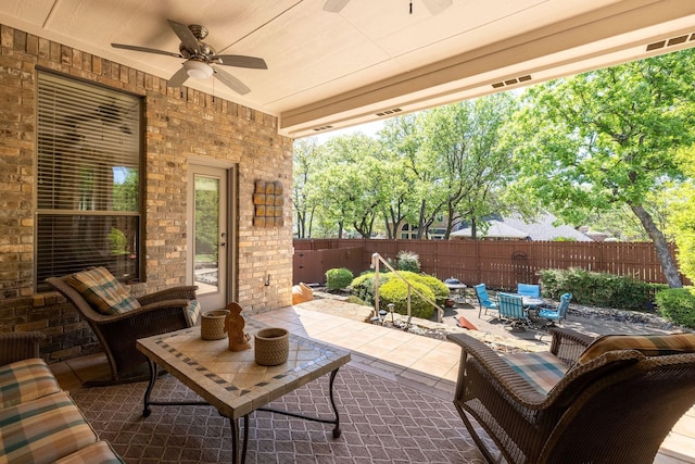 1406 Jacob Ave, Keller, TX 76248 - view of patio / terrace with ceiling fan and fence