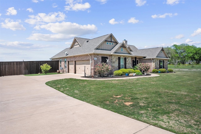 6611 Singleton Rd, Midlothian, TX 76065 - craftsman-style house with driveway, brick siding, board and batten siding, a garage, and a chimney
