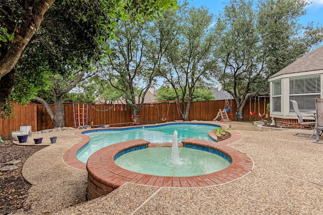 1870 Hillcroft Dr, Rockwall, TX 75087 - view of swimming pool with a patio, a fenced in pool, a fenced backyard, and an outdoor hot tub