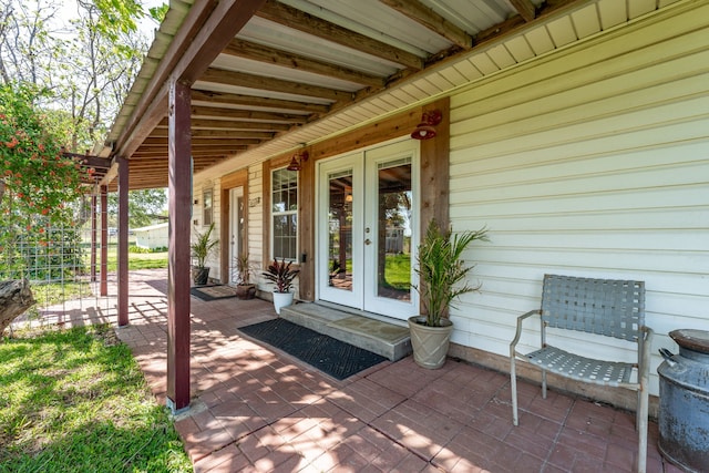 view of patio featuring french doors