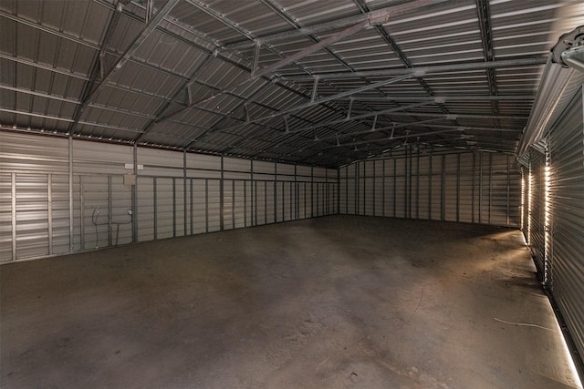 garage with metal wall