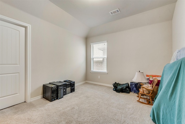 781 Bosley Dr, Fate, TX 75087 - miscellaneous room with carpet, baseboards, and vaulted ceiling