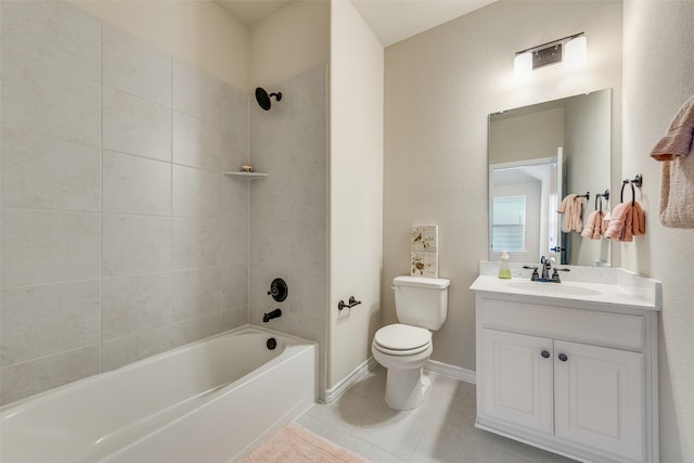781 Bosley Dr, Fate, TX 75087 - bathroom featuring toilet, bathtub / shower combination, tile patterned floors, and vanity