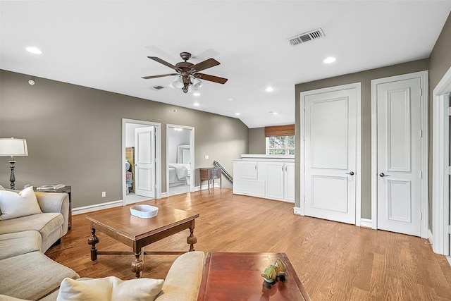10040 Little Horn Cir, Frisco, TX 75035 - living area featuring ceiling fan, light wood-type flooring, and recessed lighting
