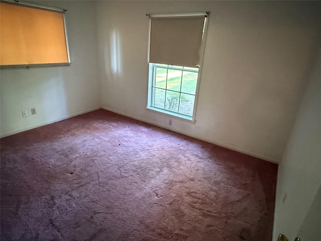 spare room featuring baseboards and carpet flooring