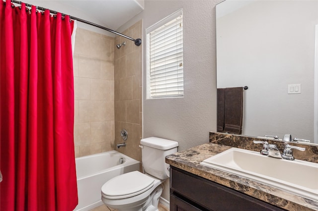 8312 White Hart Dr, Fort Worth, TX 76179 - full bathroom featuring shower / bath combo, plenty of natural light, vanity, and toilet