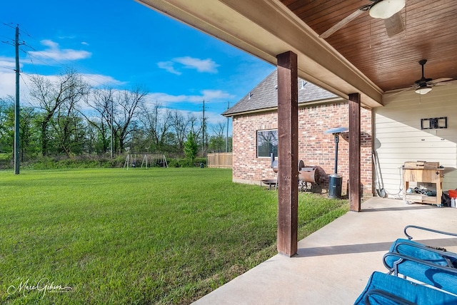 view of patio / terrace with a ceiling fan