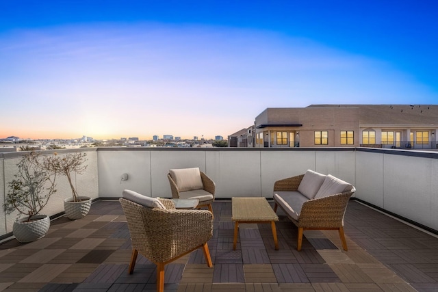 view of patio / terrace featuring a balcony and outdoor lounge area