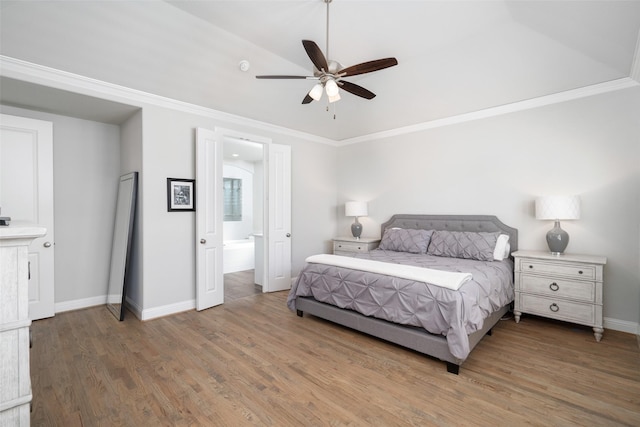 1128 Ellicott Dr, Celina, TX 75009 - bedroom featuring wood finished floors, baseboards, ornamental molding, and a ceiling fan