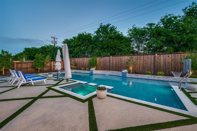 1128 Ellicott Dr, Celina, TX 75009 - view of swimming pool with a fenced backyard, a patio area, and an in-ground hot tub