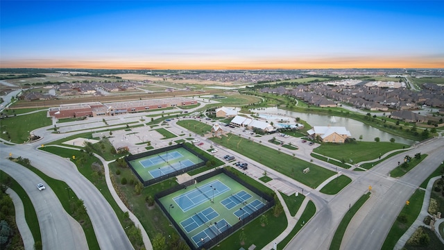 1128 Ellicott Dr, Celina, TX 75009 - aerial view at dusk of a water view and a residential view