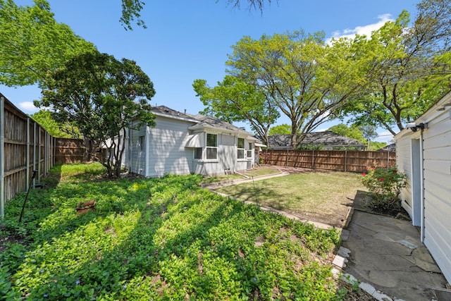 view of yard featuring a fenced backyard