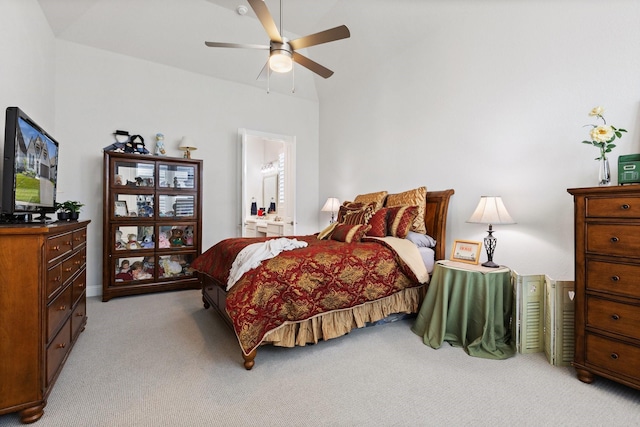 carpeted bedroom with a ceiling fan