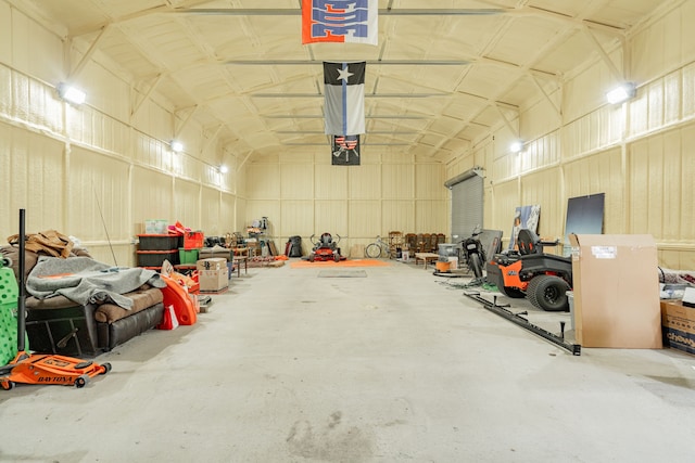 garage with metal wall