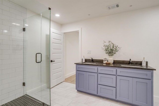 5440 Fursman Ave, Fort Worth, TX 76114 - bathroom featuring a sink, visible vents, and a stall shower