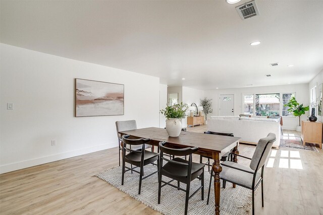 5440 Fursman Ave, Fort Worth, TX 76114 - dining room featuring visible vents, baseboards, recessed lighting, and light wood-style floors