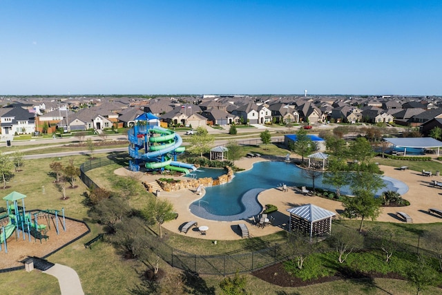 2821 Journey Ln, Forney, TX 75126 - aerial perspective of suburban area featuring a recreational park and a pool area