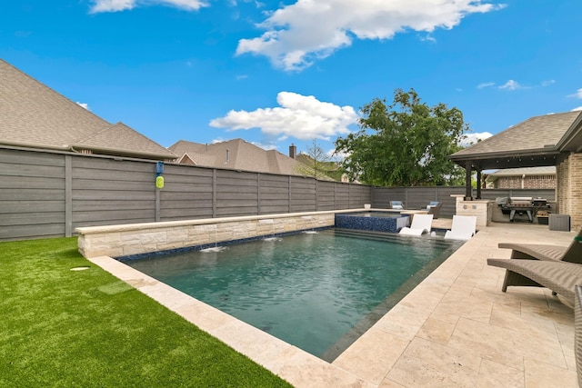 745 Sandbox Dr, Little Elm, TX 76227 - view of pool featuring a fenced backyard, area for grilling, and a patio area