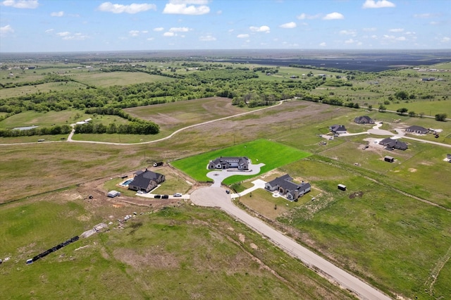 birds eye view of property with a rural view