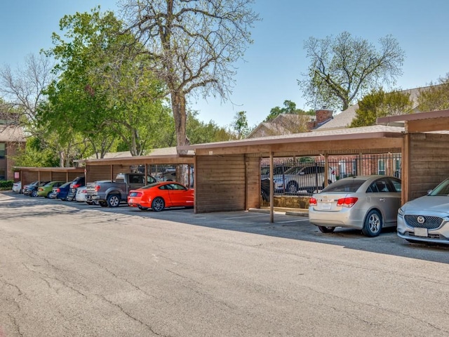 view of covered parking lot