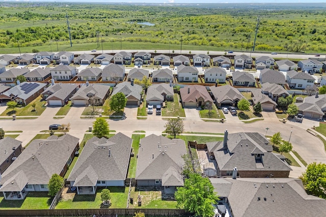 aerial view featuring a residential view and a forest view