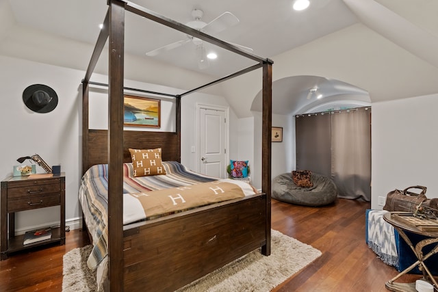 11484 Strait Ln, Dallas, TX 75229 - bedroom with wood finished floors, recessed lighting, and lofted ceiling