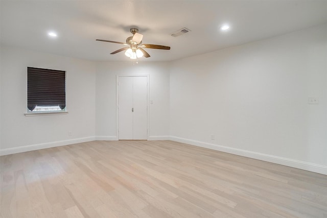 436 Nathan St, Burleson, TX 76028 - spare room with a ceiling fan, light wood-style flooring, baseboards, and recessed lighting