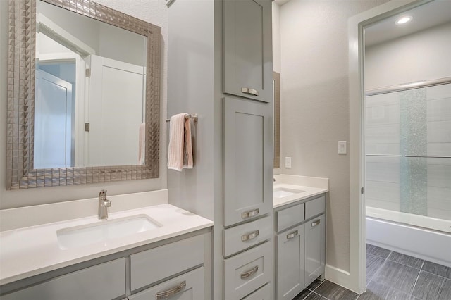 full bath featuring bathtub / shower combination and vanity