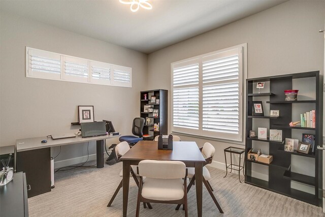 carpeted office with baseboards