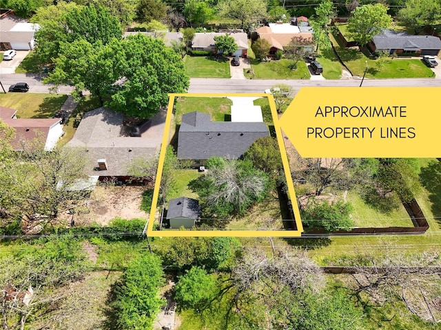 1120 S Valentine Dr, Sherman, TX 75090 - aerial perspective of suburban area with property boundaries highlighted