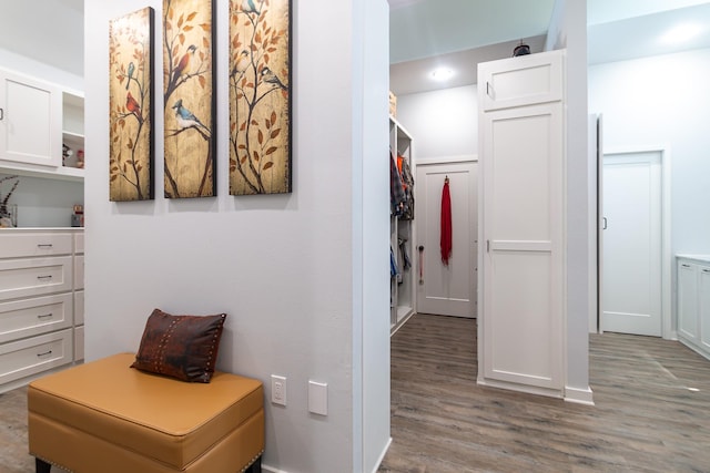corridor featuring wood finished floors
