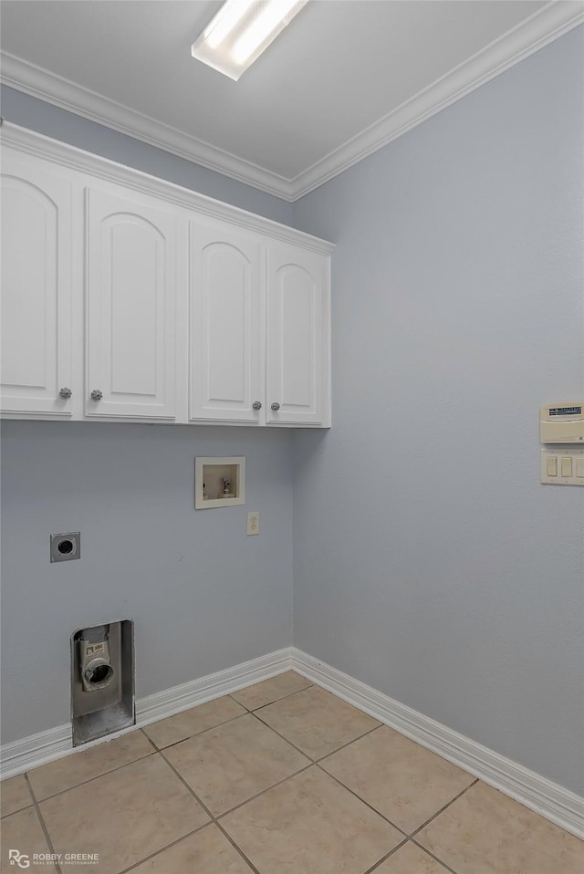 105 Devereaux Dr, Bossier City, LA 71111 - laundry area featuring baseboards, washer hookup, ornamental molding, hookup for an electric dryer, and cabinet space