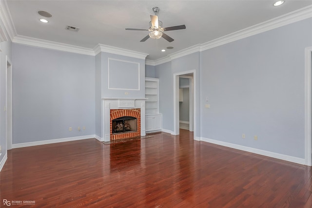 105 Devereaux Dr, Bossier City, LA 71111 - unfurnished living room with wood finished floors, ceiling fan, baseboards, and visible vents