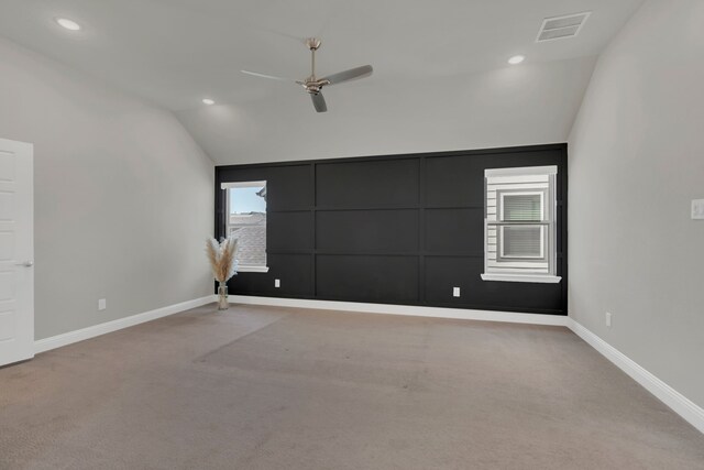 4238 Hap Arnold Mews, Frisco, TX 75034 - carpeted empty room featuring lofted ceiling, a ceiling fan, recessed lighting, and baseboards