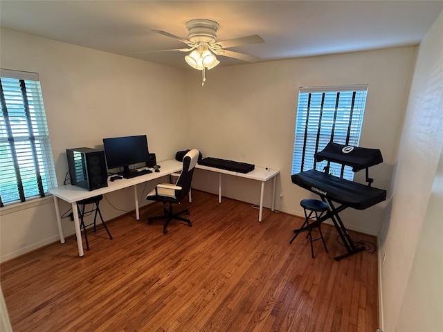 2365 Norwood Dr, Dallas, TX 75228 - office space with plenty of natural light, wood finished floors, a ceiling fan, and baseboards