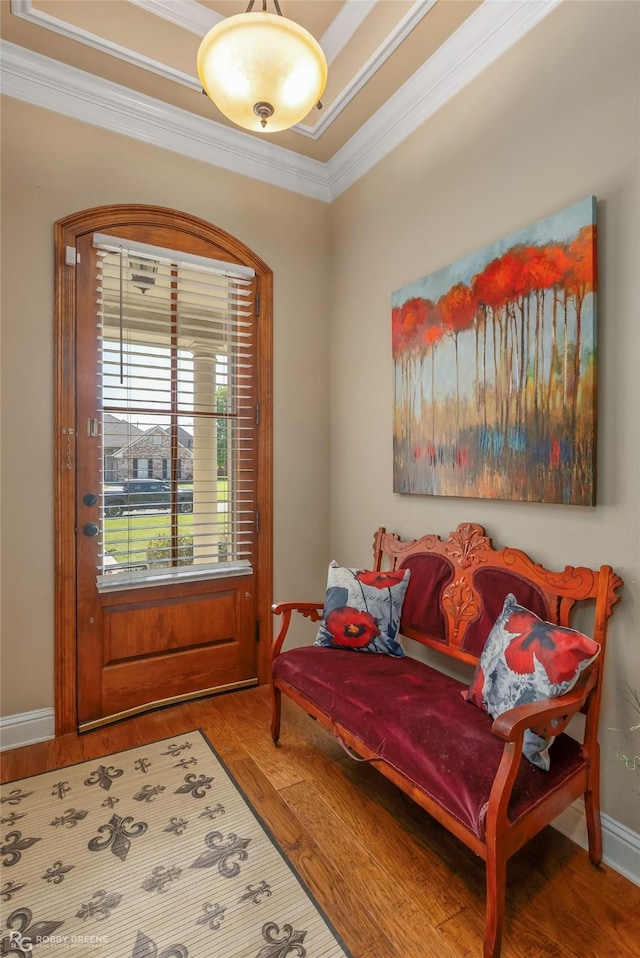 306 N Hampton St, Haughton, LA 71037 - sitting room with crown molding, wood finished floors, and baseboards