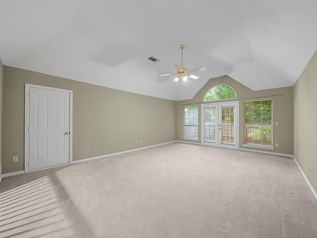 1213 Hills Creek Dr, Mckinney, TX 75072 - unfurnished room featuring ceiling fan, lofted ceiling, carpet floors, and baseboards