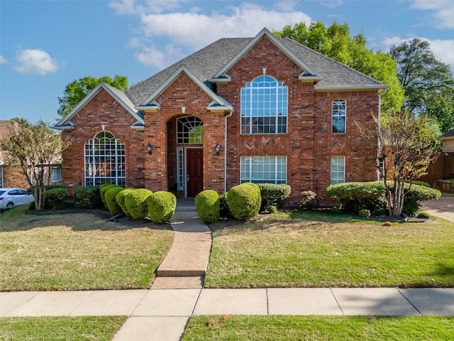 1213 Hills Creek Dr, Mckinney, TX 75072 - traditional-style house featuring a front yard, brick siding, and a shingled roof
