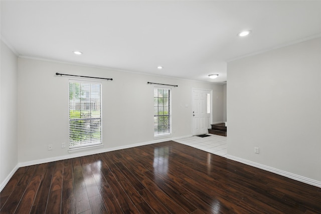 1951 Pin Oak Dr, Flower Mound, TX 75028 - spare room with wood-type flooring, ornamental molding, baseboards, and recessed lighting