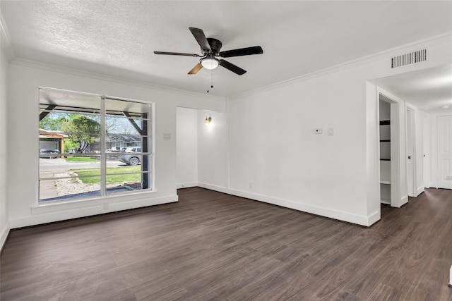 4343 Birch Dr, Mesquite, TX 75150 - spare room with dark wood finished floors, crown molding, and a ceiling fan