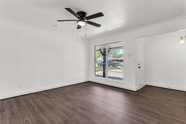 4343 Birch Dr, Mesquite, TX 75150 - spare room with ornamental molding, a ceiling fan, and dark wood-style flooring
