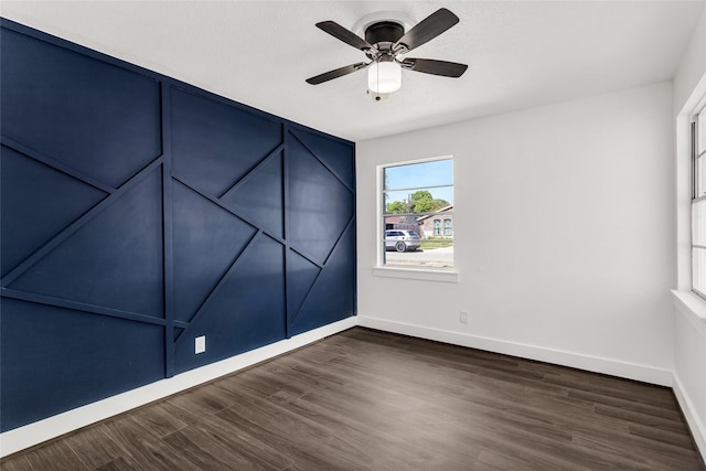 4343 Birch Dr, Mesquite, TX 75150 - unfurnished room with dark wood-style floors and a ceiling fan