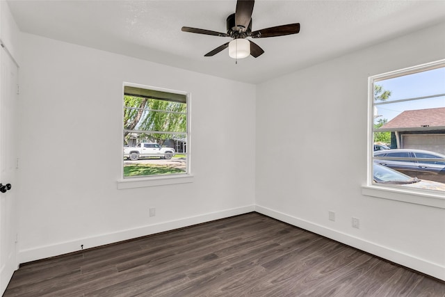 4343 Birch Dr, Mesquite, TX 75150 - unfurnished room with dark wood finished floors and a ceiling fan